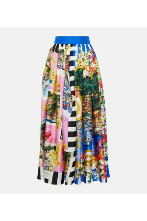 Dolce & Gabbana Kobieta Spódnice z nadrukiem - Portofino printed silk midi skirt