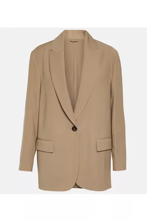 Brunello Cucinelli Kobieta Wełny - Single-breasted wool-blend blazer