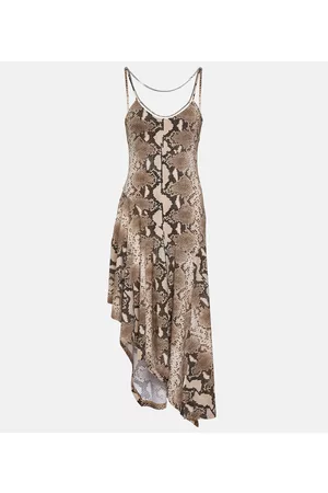Stella McCartney Kobieta Sukienki asymetryczne - Snake-effect asymmetrical midi dress