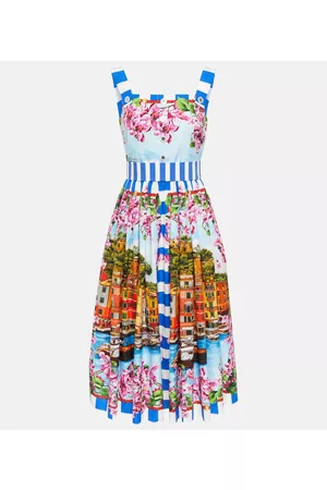 Dolce & Gabbana Kobieta Sukienki z nadrukiem - Portofino printed cotton midi dress