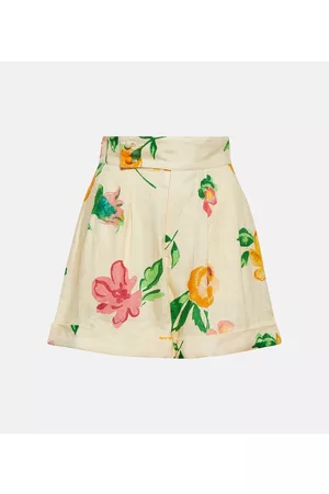 AlÃ©mais Kobieta Szorty - Floral high-rise linen shorts