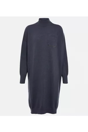 Brunello Cucinelli Kobieta Sukienki Dzianinowe - Embellished cashmere sweater dress