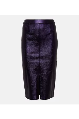 Stouls Kobieta Spódnice skórzane - Carmen metallic leather midi skirt