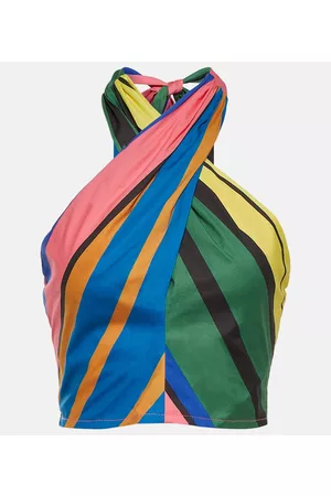 Staud Kobieta Wiązane na szyi - Kai striped halterneck cotton top