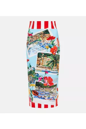 Dolce & Gabbana Kobieta Spódnice z nadrukiem - Portofino printed jersey midi skirt