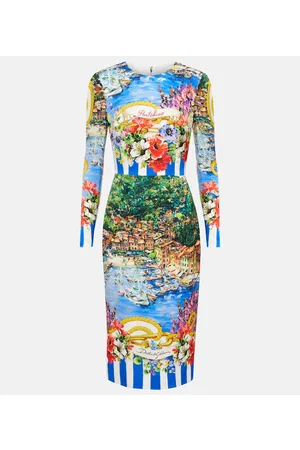 Dolce & Gabbana Kobieta Sukienki z nadrukiem - Portofino printed silk-blend midi dress