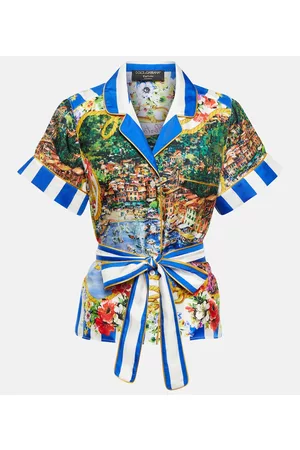 Dolce & Gabbana Kobieta Koszule - Portofino printed belted silk shirt