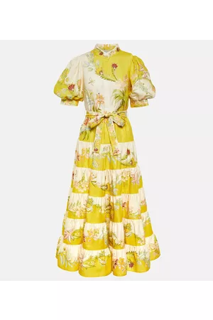 AlÃ©mais Kobieta Sukienki z nadrukiem - Ira printed tiered linen midi dress