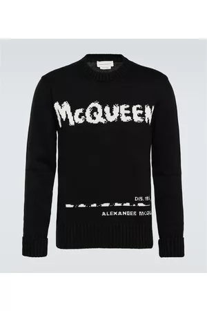 Alexander McQueen Swetry Bawelniane - McQueen Graffiti intarsia cotton sweater