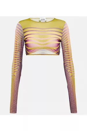 Jean Paul Gaultier Kobieta Topy z Siateczki - Printed mesh crop top