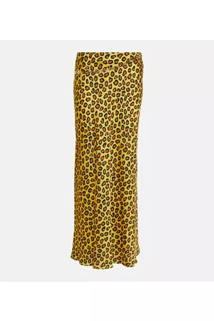 Paco rabanne Kobieta Spódnice z nadrukiem - Chain-detail leopard-print satin slip skirt