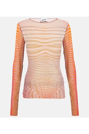 Jean Paul Gaultier Kobieta Topy z Siateczki - Morphing Stripes mesh top