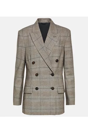 Brunello Cucinelli Kobieta Wełny - Checked wool-blend blazer