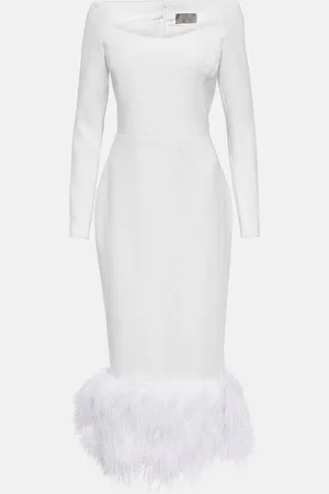 Rasario Feather-trimmed crÃªpe midi dress