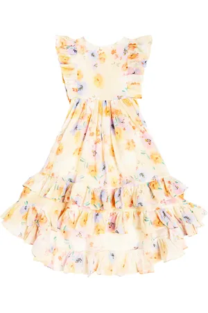 Petite Amalie Ruffled floral linen dress