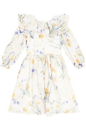 Petite Amalie Ruffled floral linen dress