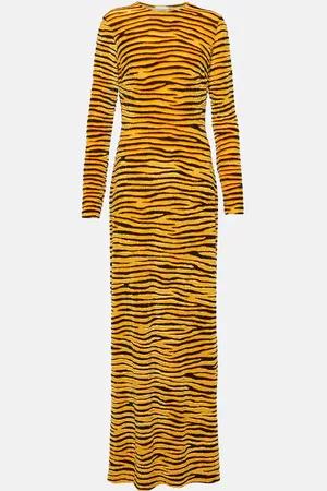 Paco rabanne Tiger-print velvet maxi dress