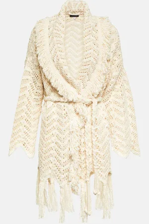 Alanui Natural Chevron cotton and linen-blend cardigan