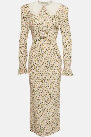 Alessandra Rich Floral silk midi dress