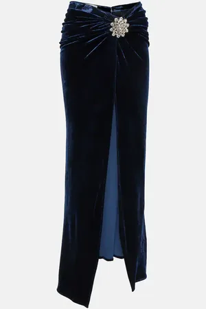 Paco rabanne Embellished velvet maxi skirt