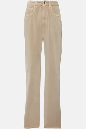 Brunello Cucinelli Mid-rise cotton velvet straight pants