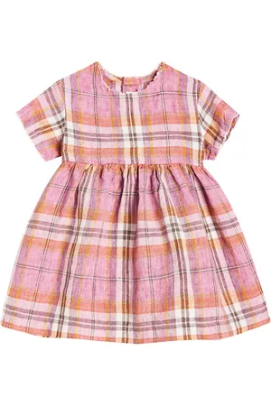 Il gufo Baby plaid linen dress