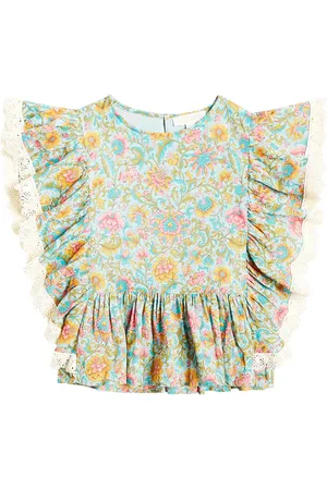 Louise Misha Ines floral lace-trimmed cotton top