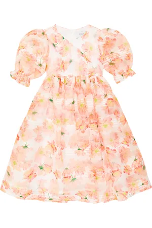 PAADE Puff-sleeve floral chiffon dress