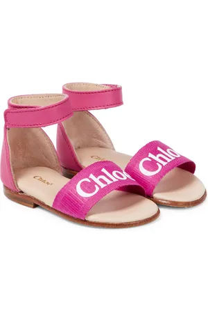 Chloé ChloÃ© Kids Baby logo leather and canvas sandals