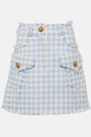 Balmain Checked cotton-blend tweed miniskirt