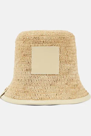 Jacquemus Le Bob Soli logo raffia bucket hat
