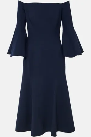 Oscar de la Renta Off-shoulder wool-blend midi dress
