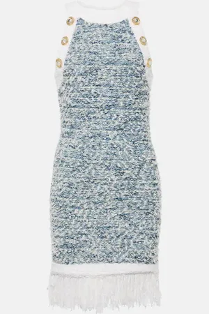 Balmain Fringed tweed minidress