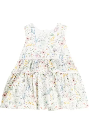 Il gufo Baby floral tiered cotton dress