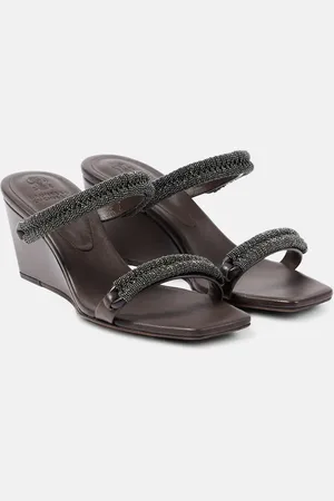 Brunello Cucinelli Leather wedge sandals