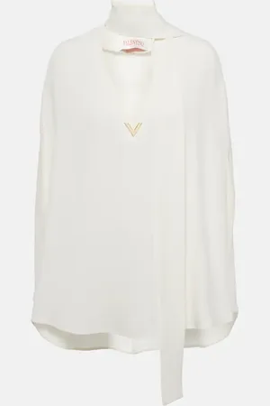 VALENTINO Caped tie-neck silk blouse