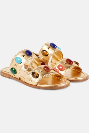Gianvito Rossi Shanti embellished metallic leather sandals