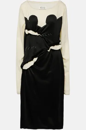 Maison Margiela Spliced gathered jersey midi dress