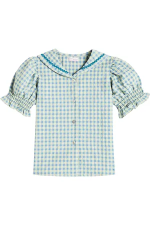 La Coqueta Georgina gingham cotton-blend shirt