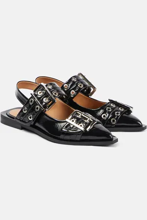 Ganni Faux-leather slingback flats