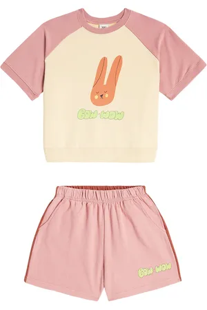Jelly Mallow Printed cotton jersey T-shirt and shorts set