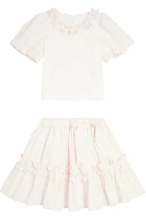 PATACHOU Gingham cotton top and skirt set