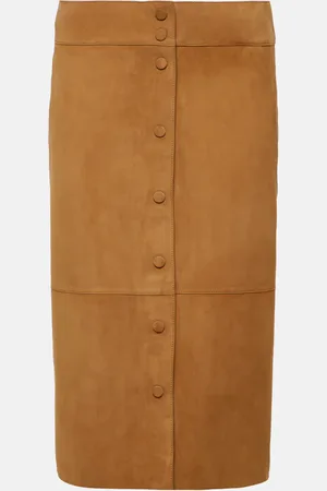 YVES SALOMON High-rise leather midi skirt