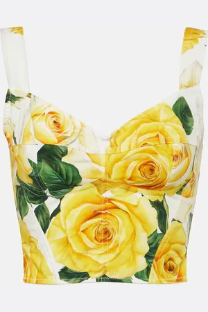 Dolce & Gabbana Floral cotton-blend bustier top
