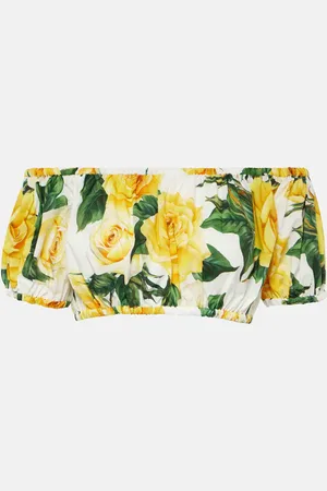 Dolce & Gabbana Floral off-shoulder cotton crop top