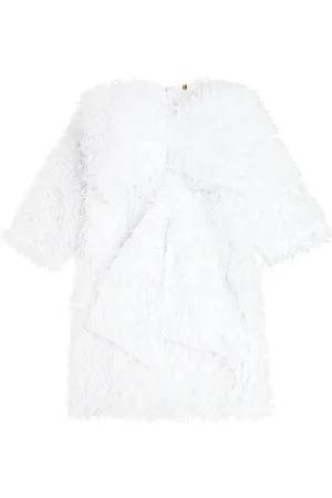 CAROLINE BOSMANS Bow-detail faux feather dress