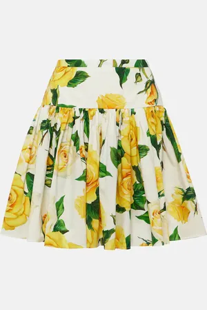 Dolce & Gabbana Floral pleated cotton poplin miniskirt
