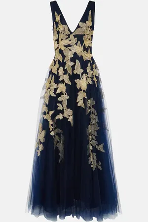 Costarellos Arcangela appliquÃ© tulle gown