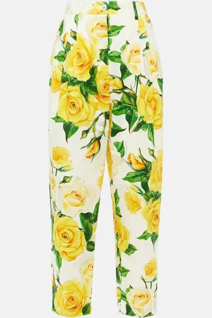 Dolce & Gabbana Floral high-rise cotton cropped pants