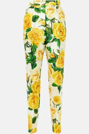 Dolce & Gabbana Floral high-rise silk-blend straight pants